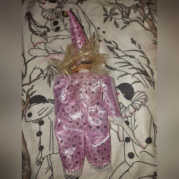 Pretty pierrot clown pink sparkle star shiny  girl glass vintage figurine - Picture 3 of 3